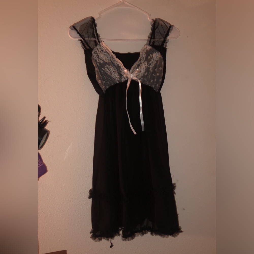 Lace Black and White Fairycore Dress